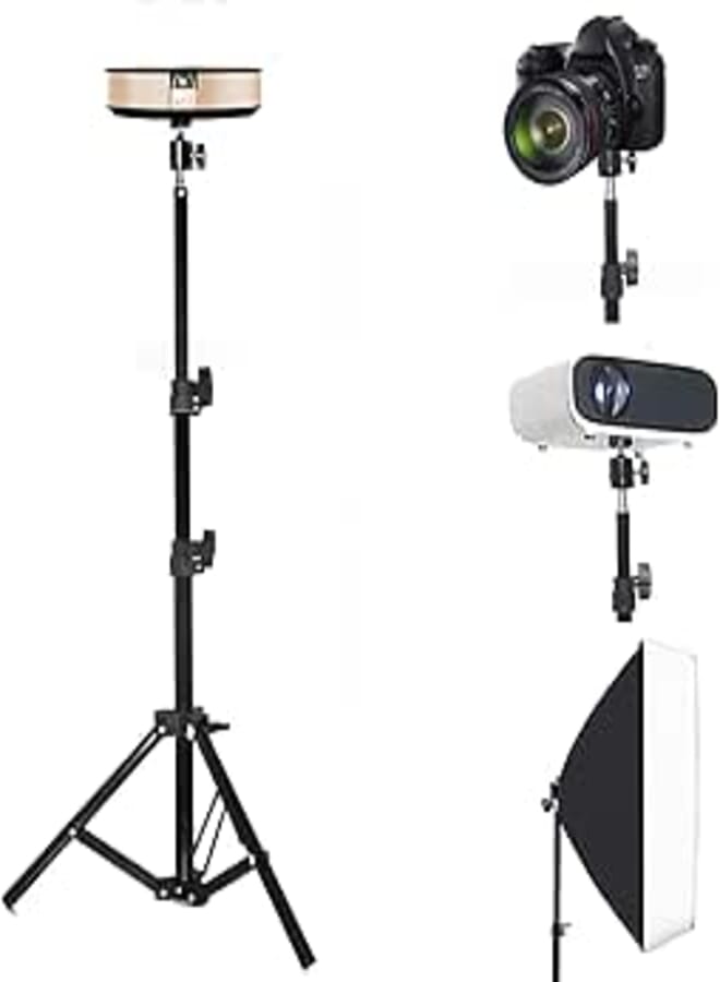 Tripod Stand, Mini Projector Stand,Lightweight Portable Projector Photography Light Stand Camera Tripod Flexibly Adjustable Height 20" to 61" Floor Stand Holder, inculded 360° Rotatable Head Ball